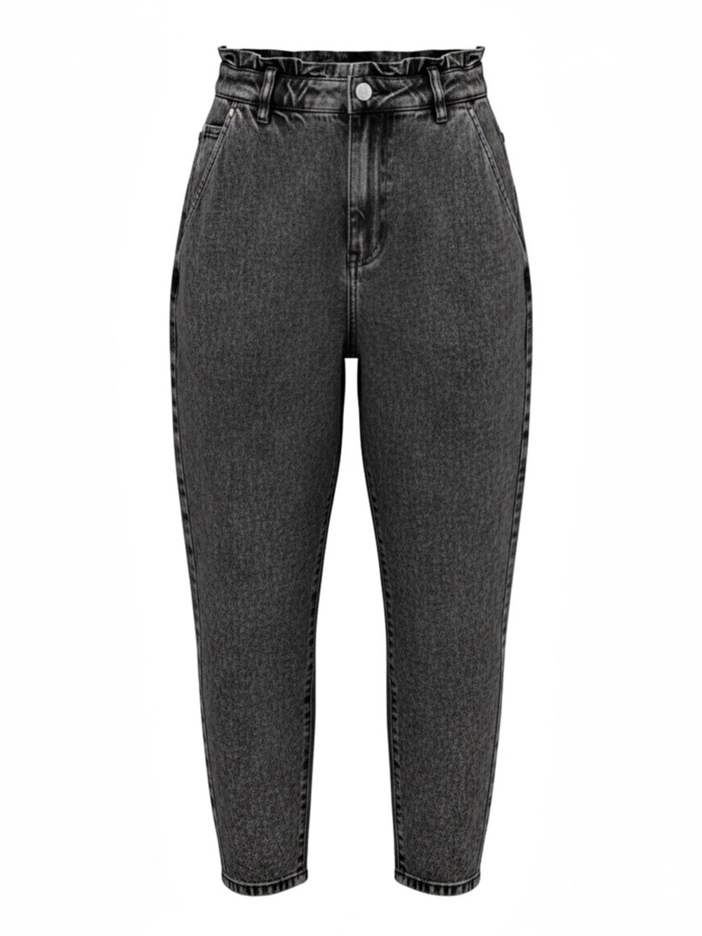 Zara Black Acid Wash Paperbag High Rise Jeans Size 12